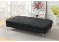 Black Bonded Leather Extra large Ottoman Metal