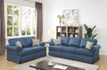 2pc Sofa Set Sofa And Loveseat Living Room Furniture blue-primary living space-cushion