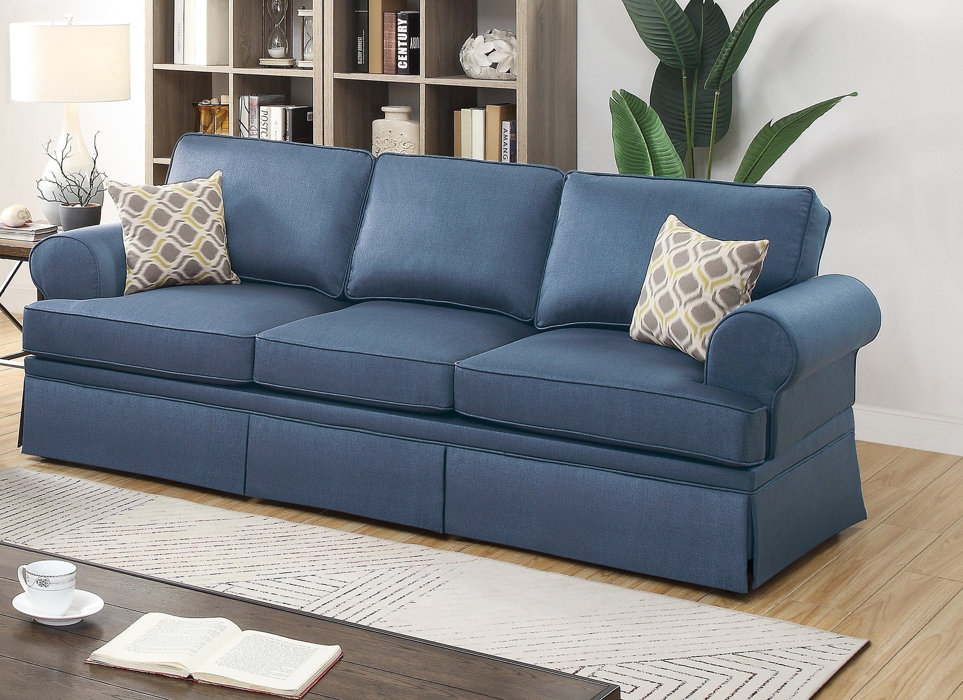 2pc Sofa Set Sofa And Loveseat Living Room Furniture blue-primary living space-cushion