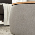 Round Storage Ottoman, 2 in 1 Function, Work as End light grey-mdf