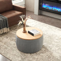 Round Storage Ottoman, 2 in 1 Function, Work as End dark grey-mdf