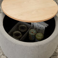 Round Storage Ottoman, 2 in 1 Function, Work as End light grey-mdf