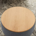 Round Storage Ottoman, 2 in 1 Function, Work as End dark grey-mdf