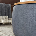 Round Storage Ottoman, 2 in 1 Function, Work as End dark grey-mdf