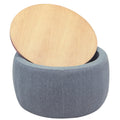 Round Storage Ottoman, 2 in 1 Function, Work as End dark grey-mdf