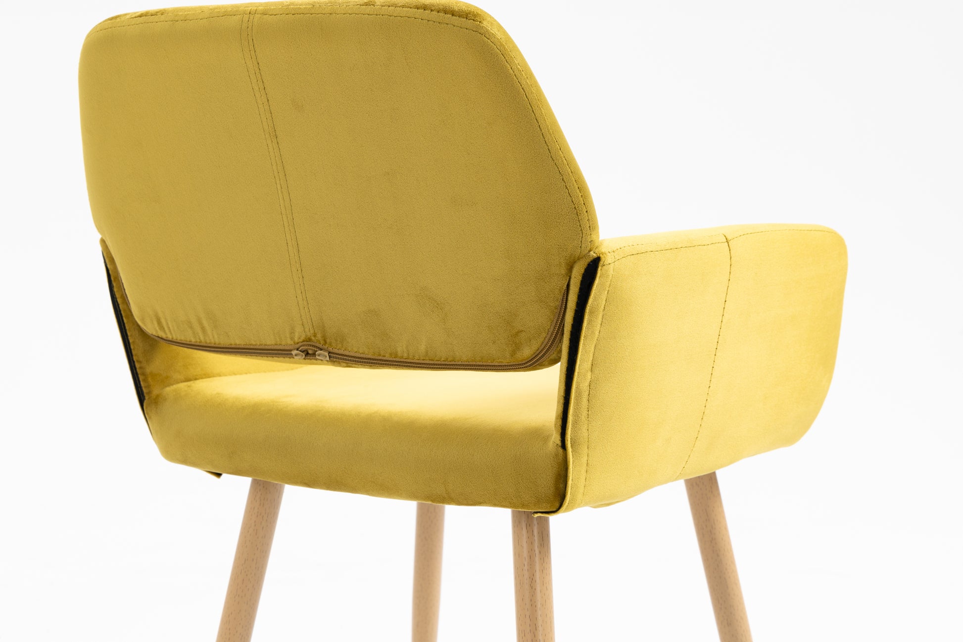 Velet Upholstered Side Dining Chair with Metal Leg yellow-fabric