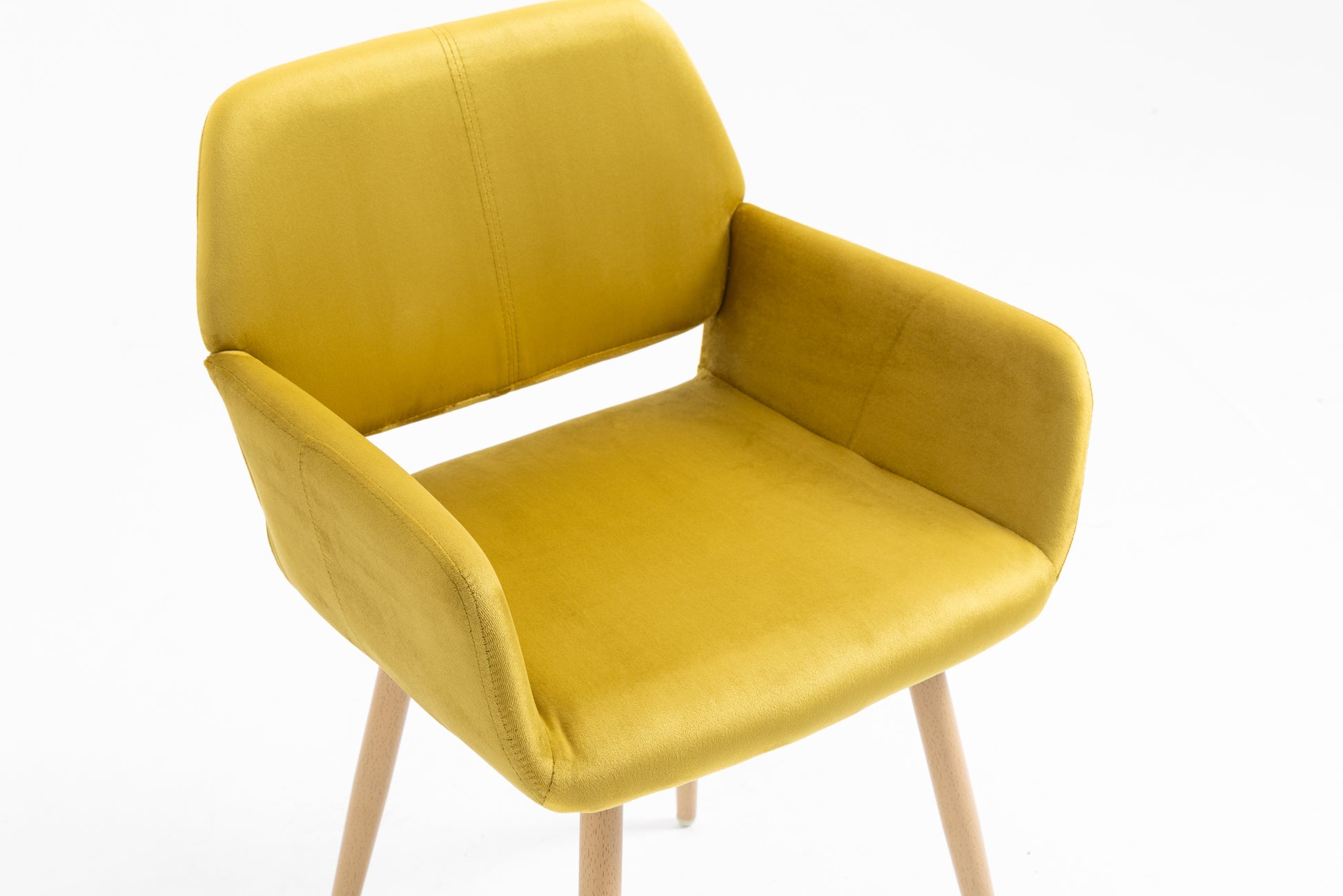 Velet Upholstered Side Dining Chair with Metal Leg yellow-fabric