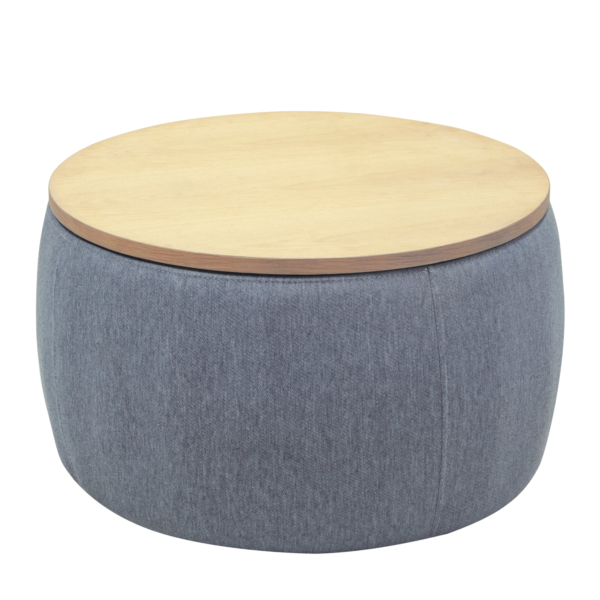 Round Storage Ottoman, 2 in 1 Function, Work as End dark grey-mdf