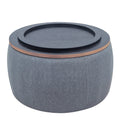 Round Storage Ottoman, 2 in 1 Function, Work as End dark grey-mdf