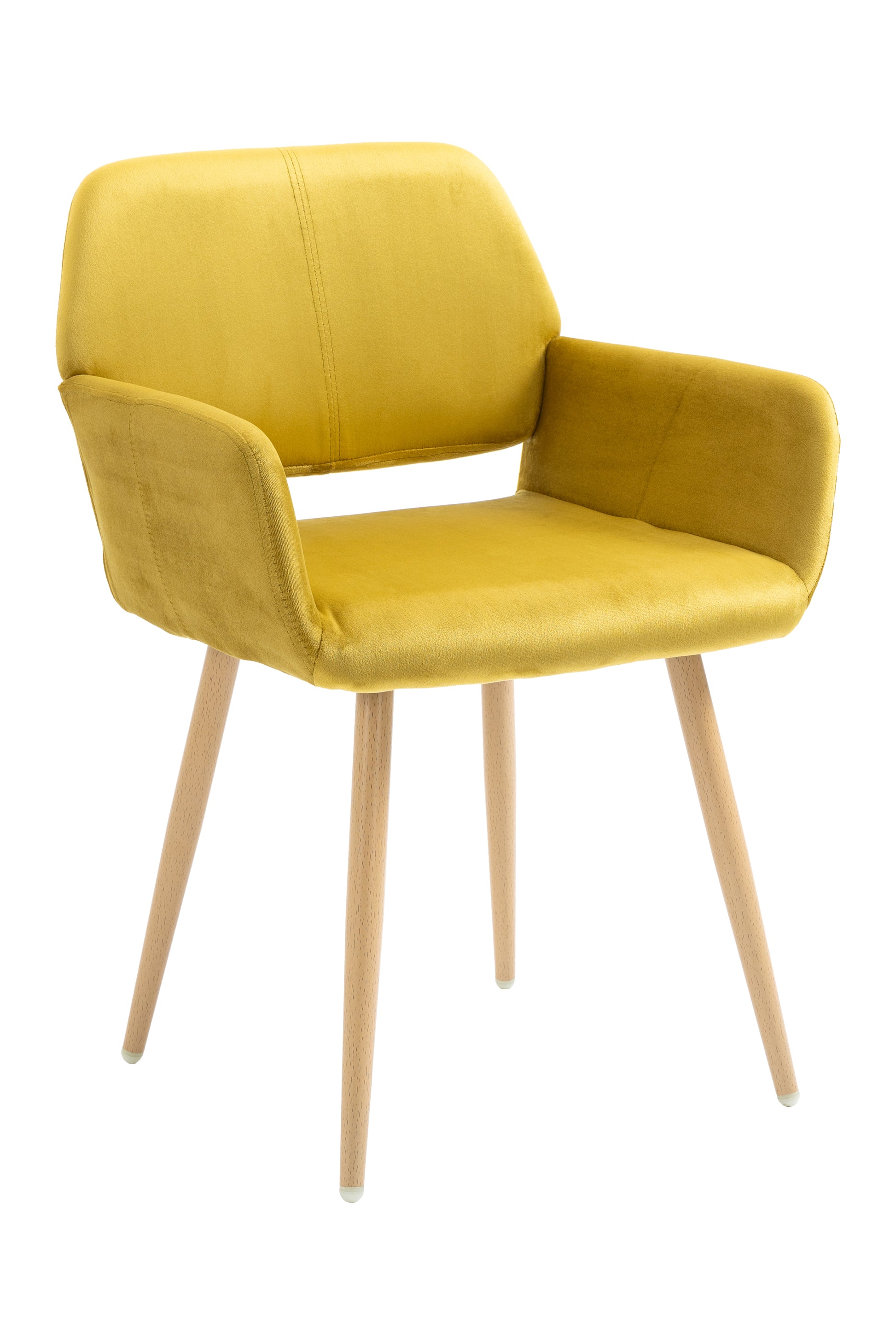 Velet Upholstered Side Dining Chair with Metal Leg yellow-fabric