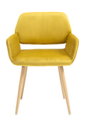 Velet Upholstered Side Dining Chair with Metal Leg yellow-fabric