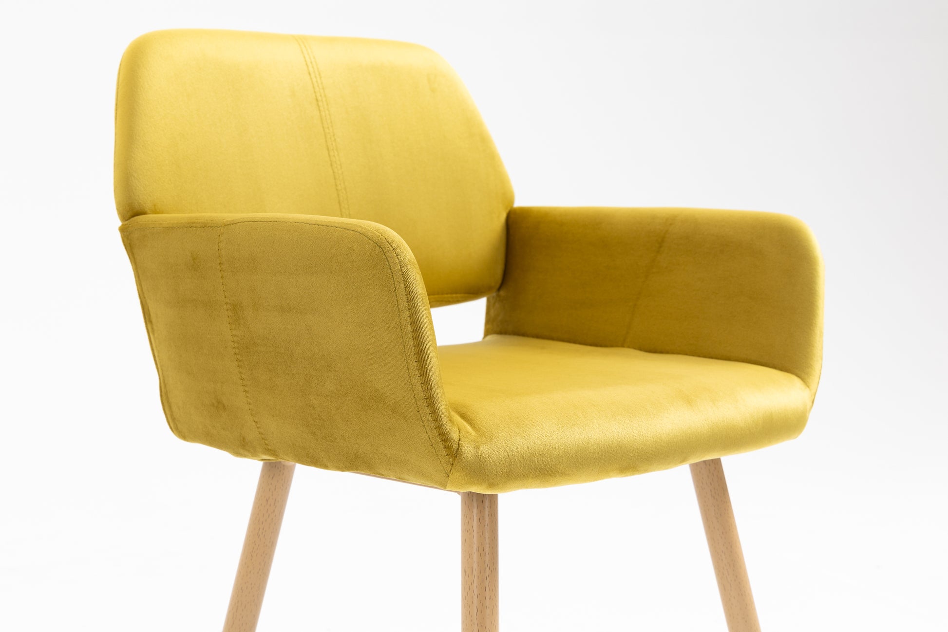 Velet Upholstered Side Dining Chair with Metal Leg yellow-fabric