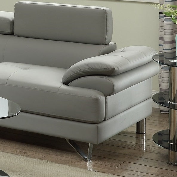 Living Room Furniture Sectional Sofa 2pc Set Grey Faux light grey-faux leather-primary living