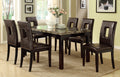 Dining Table Faux Marble Top Birch Veneer Dining Room dark brown-brown-dining