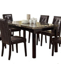 Dining Table Faux Marble Top Birch Veneer Dining Room dark brown-brown-dining