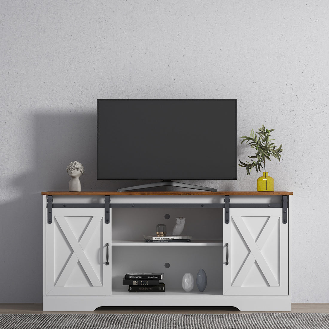 Tv Stand Sliding Barn Door Modern&Farmhouse Wood