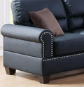 Black Bonded Leather 2pc Sofa Set Sofa And Loveseat black-faux leather-wood-primary living