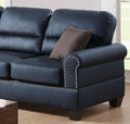 Black Bonded Leather 2pc Sofa Set Sofa And Loveseat black-faux leather-wood-primary living