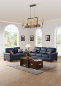 Black Bonded Leather 2pc Sofa Set Sofa And Loveseat black-faux leather-wood-primary living