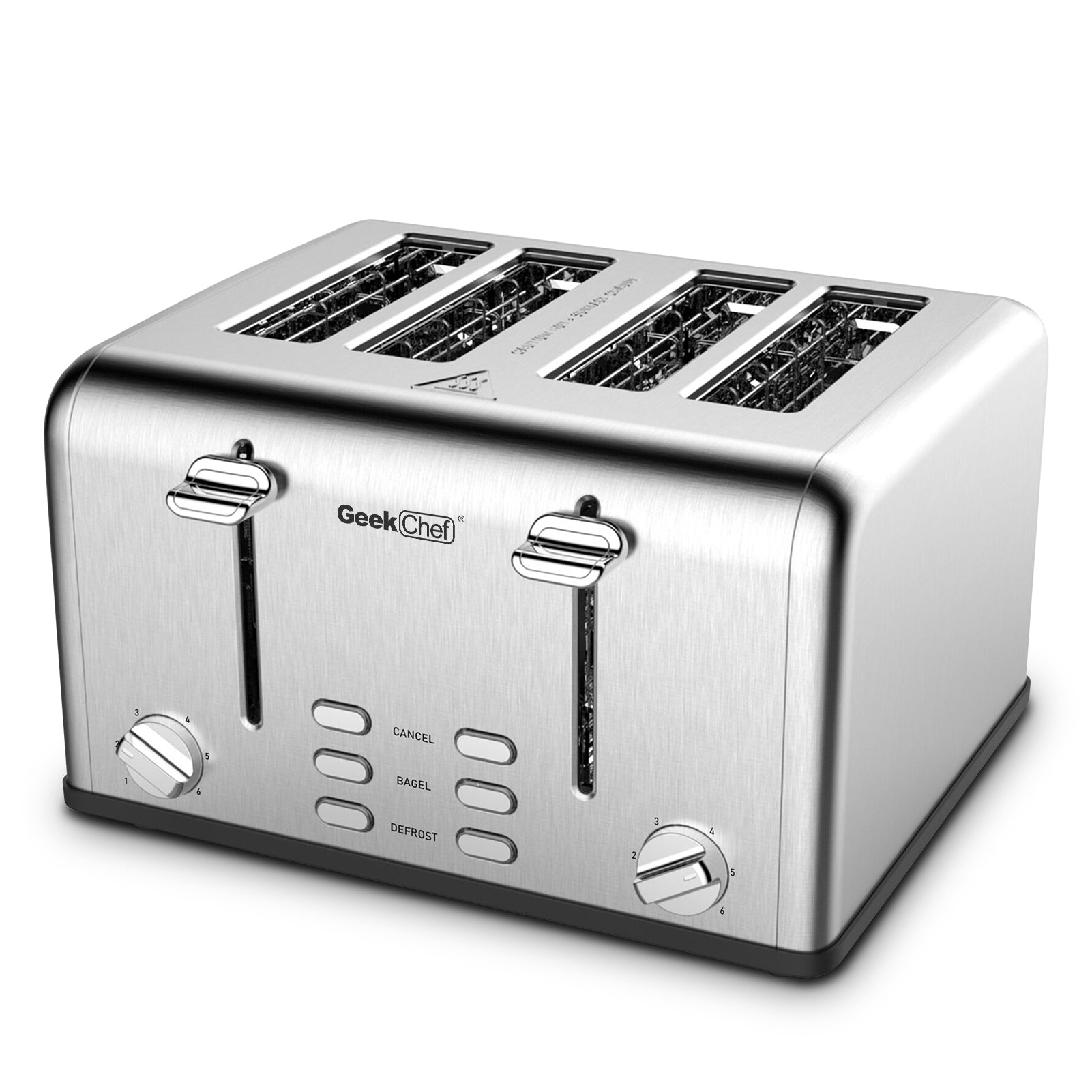 Toaster 4 Slice, Geek Chef Stainless Steel Extra Wide silver-steel