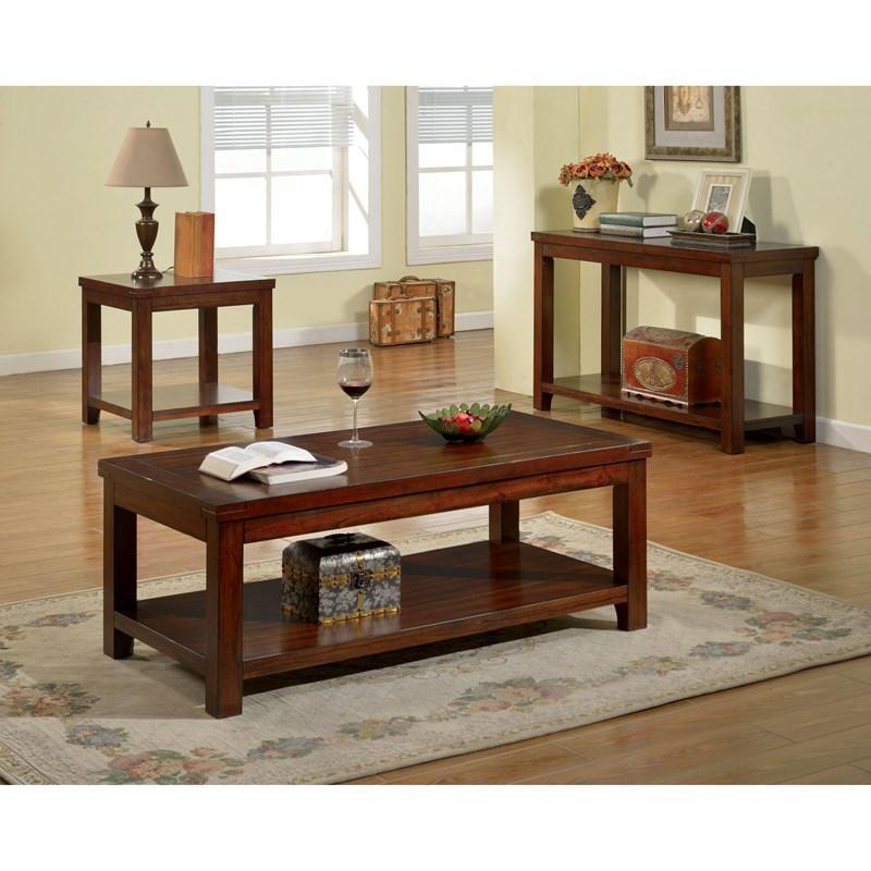 Coffee Table Dark Cherry Open Shelf Natural Wood Grain cherry-brown-primary living