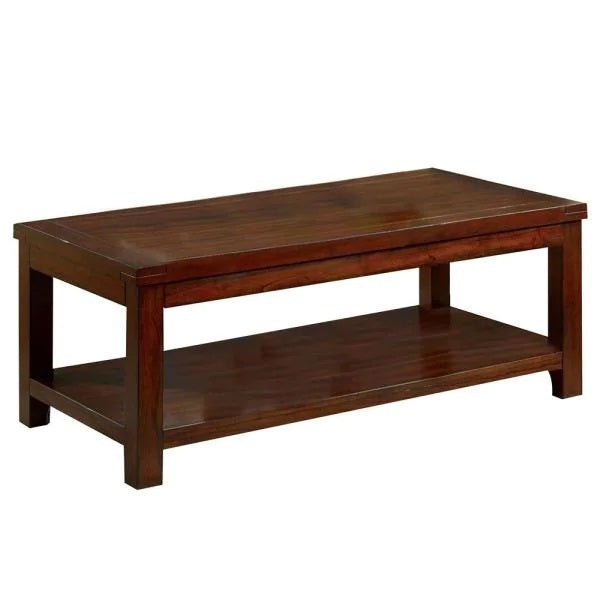 Coffee Table Dark Cherry Open Shelf Natural Wood Grain cherry-brown-primary living