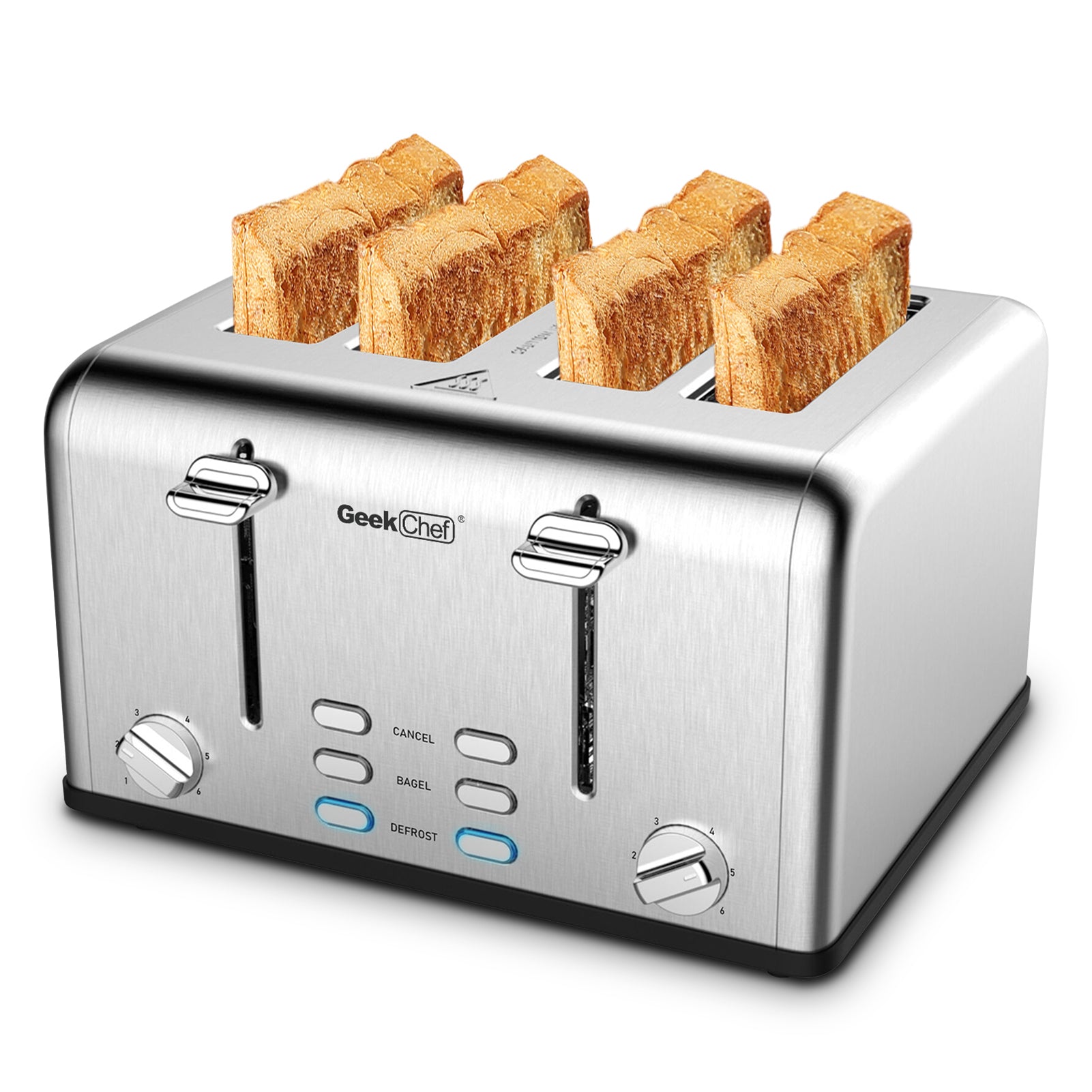 Toaster 4 Slice, Geek Chef Stainless Steel Extra Wide silver-steel