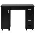 Home Office Computer Desk Table with Drawers White black-mdf