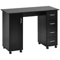 Home Office Computer Desk Table with Drawers White black-mdf