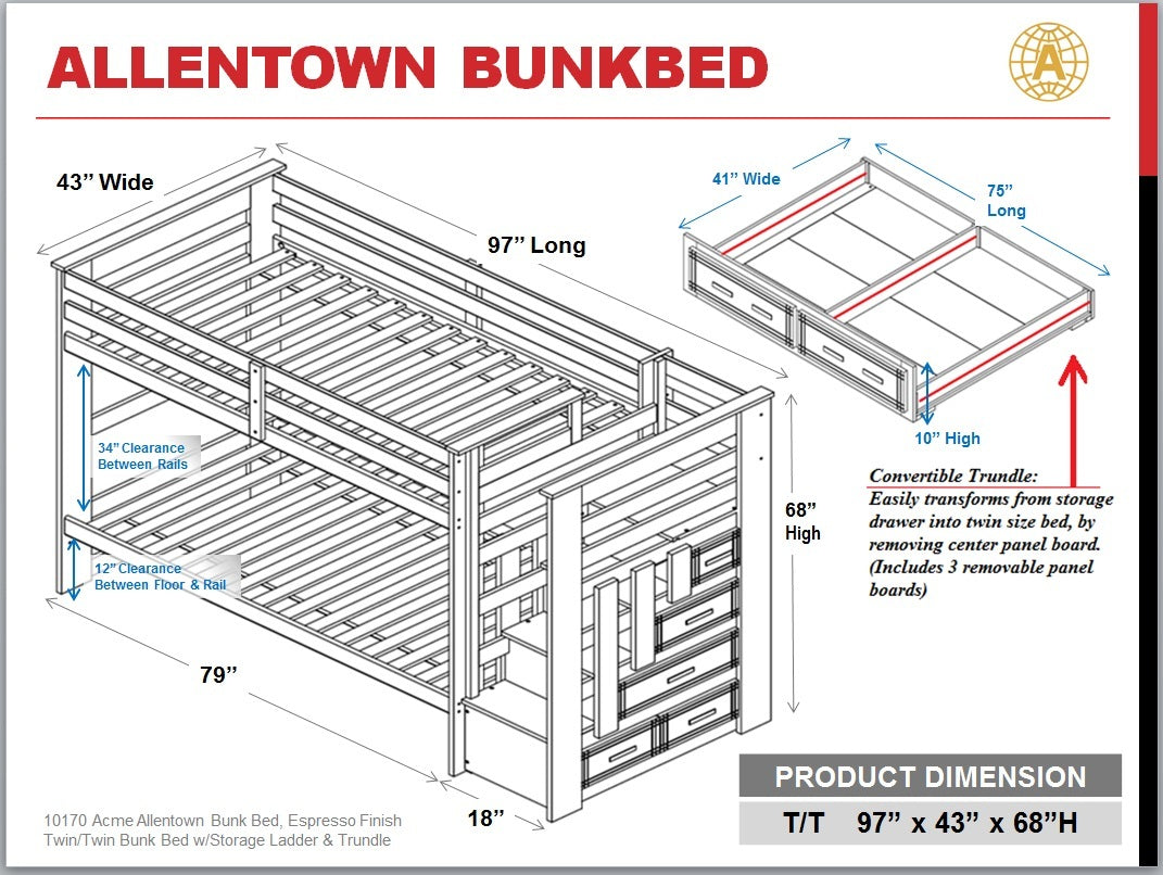 Acme Allentown Bunk Bed Twin Twin & Storage in