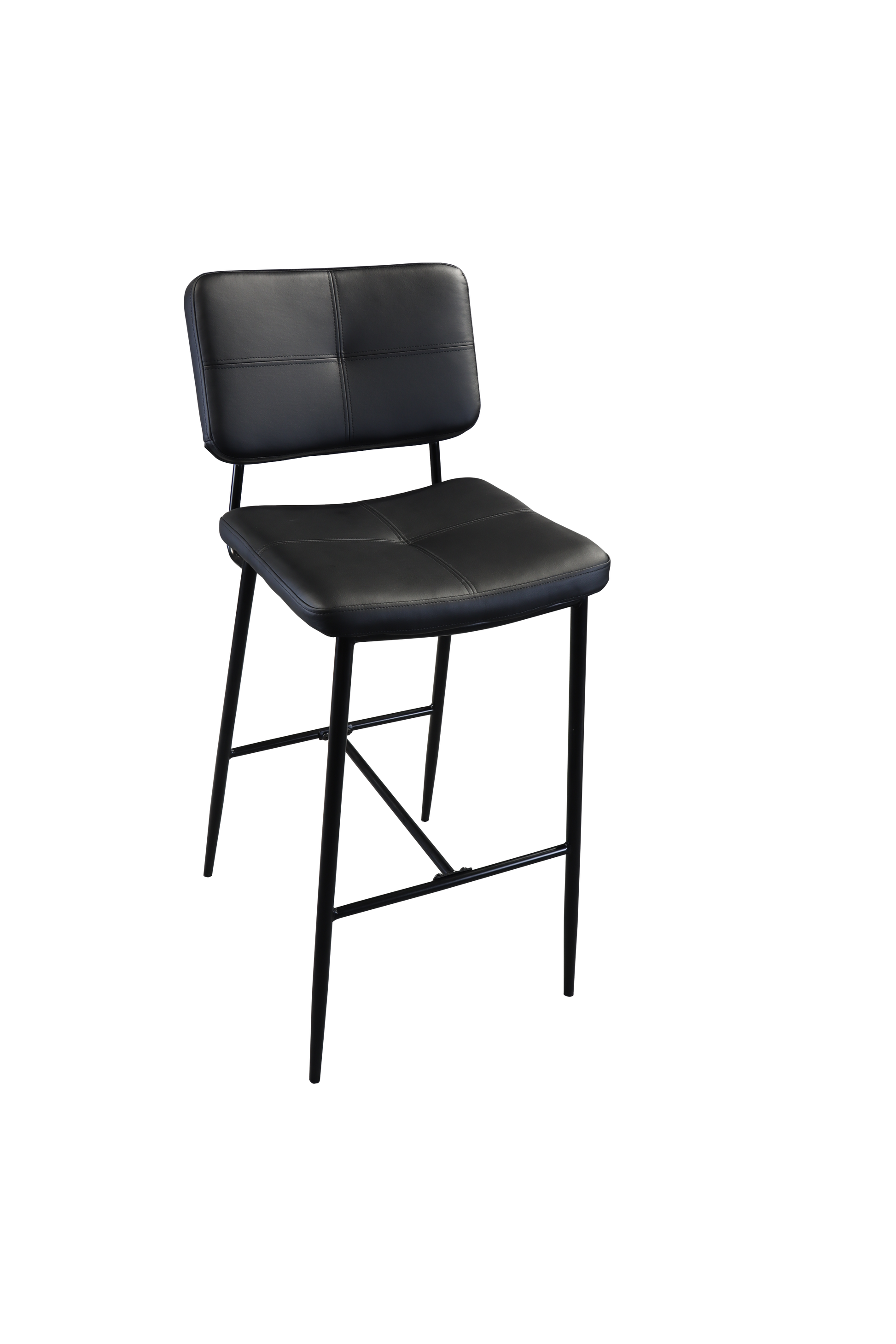 Bar Stools Set of 2, 25" Hight Back Stool Upholstered black-foam-pu