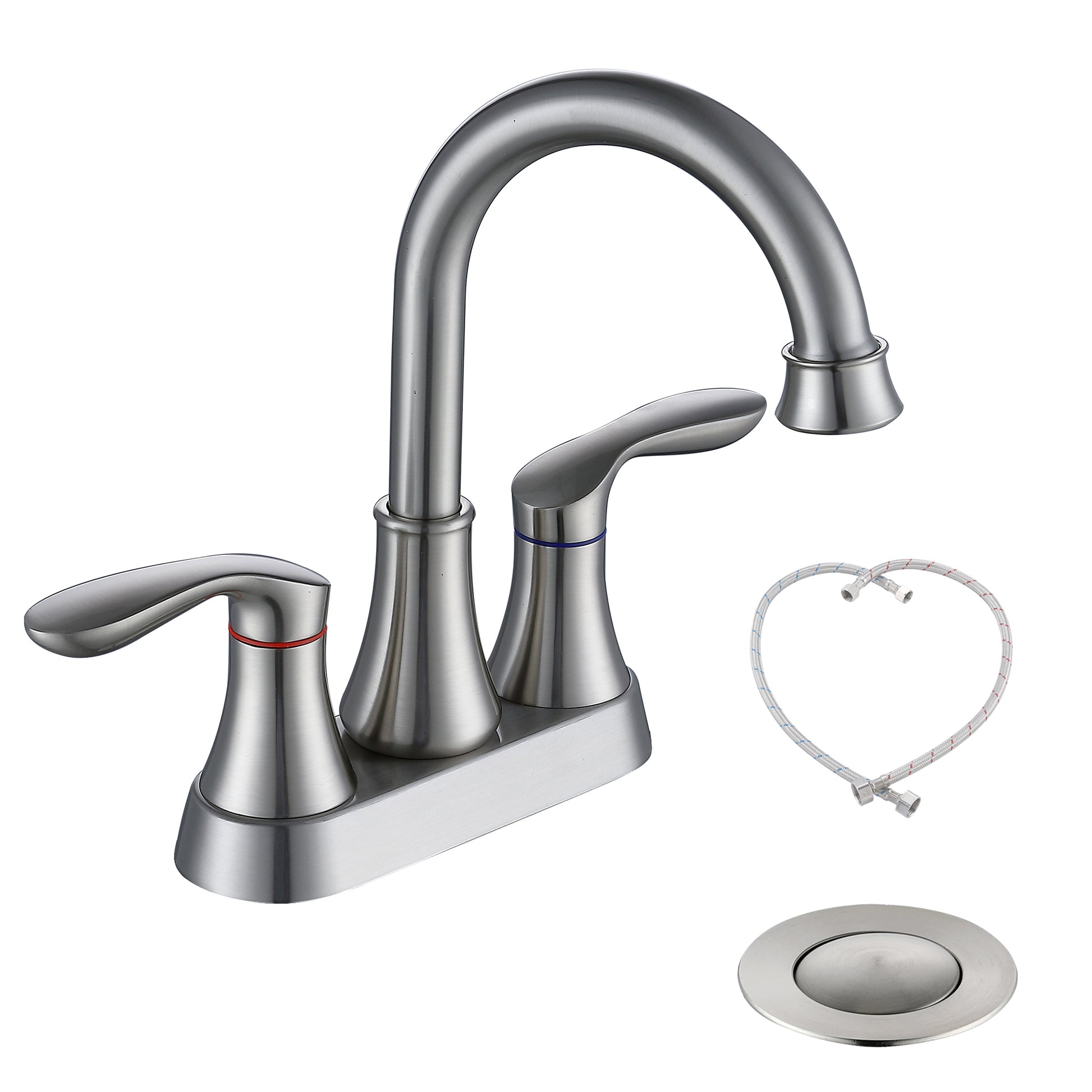 2 Handle 4 Inch Brushed Nickel Bathroom Faucet brushed nickel-metal