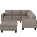 Orisfur. Sectional Corner Sofa L shape Couch Space brown-foam-linen