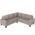 Orisfur. Sectional Corner Sofa L shape Couch Space brown-foam-linen