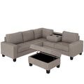 Orisfur. Sectional Corner Sofa L shape Couch Space brown-foam-linen