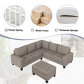 Orisfur. Sectional Corner Sofa L shape Couch Space brown-foam-linen