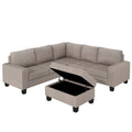 Orisfur. Sectional Corner Sofa L shape Couch Space brown-foam-linen