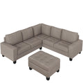 Orisfur. Sectional Corner Sofa L shape Couch Space brown-foam-linen