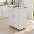 Kitchen island rolling trolley cart with Adjustable white-mdf