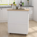 Kitchen island rolling trolley cart with Adjustable white-mdf