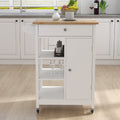 Kitchen island rolling trolley cart with Adjustable white-mdf