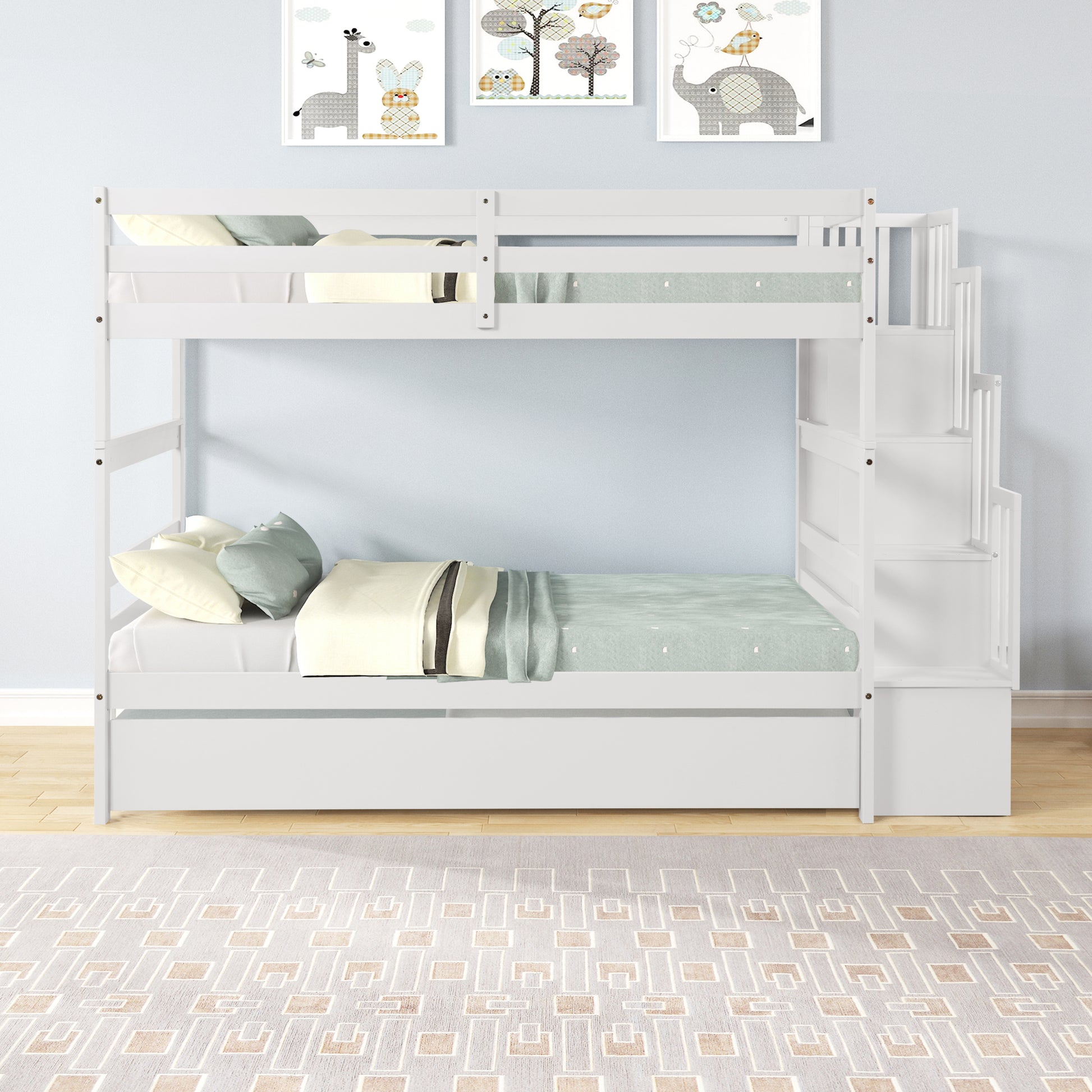 Twin Over Twin Bunk Beds With Twin Trundle And -