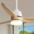 56 Inch Ceiling Fan Light With 6 Speed Remote Energy matte white-metal & wood