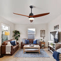 56 Inch Ceiling Fan Light With 6 Speed Remote Energy black-metal & wood