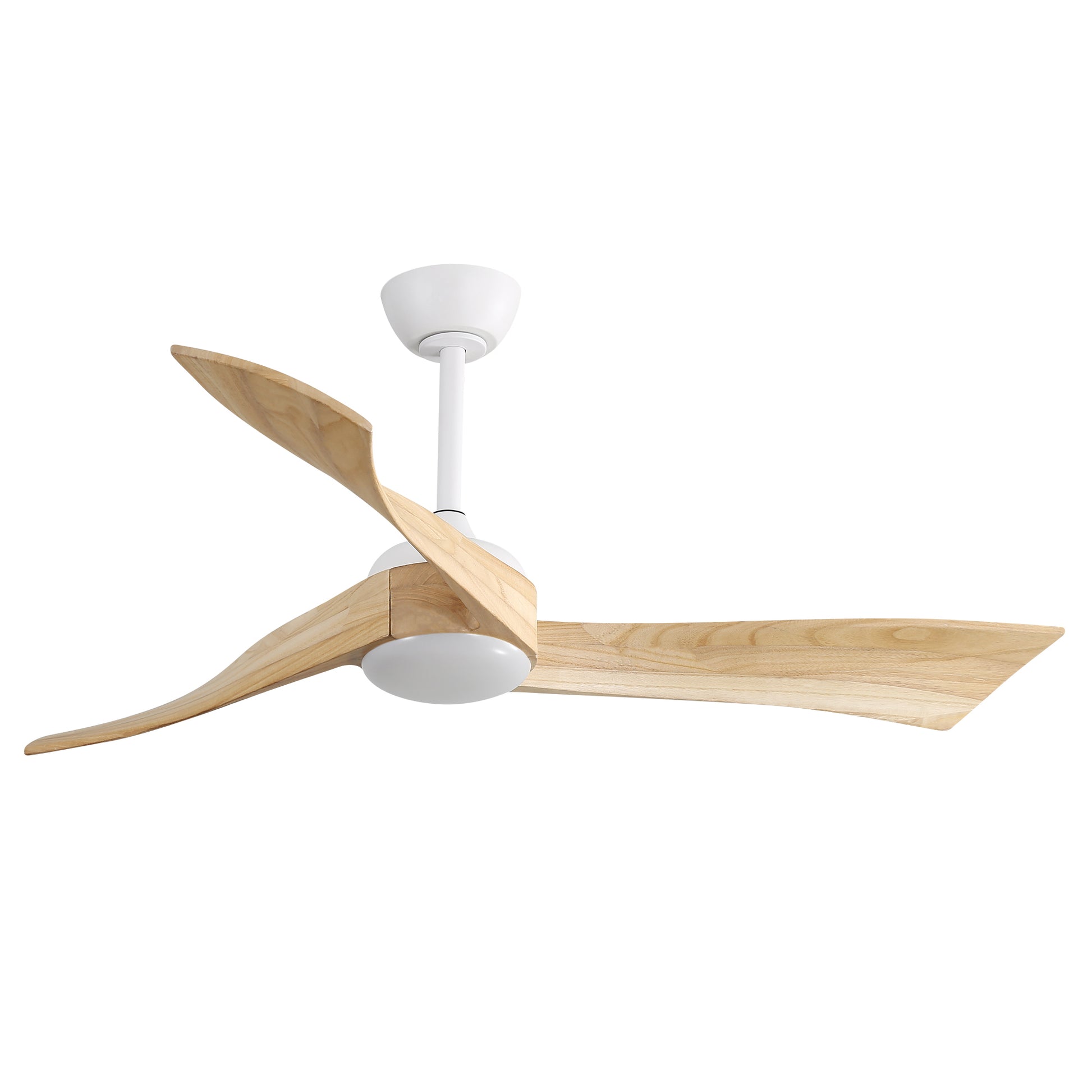 52 Inch Minimalist Ceiling Fan Light With 6 Speed matte white-metal & wood