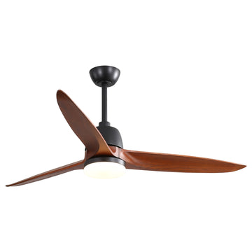 56 Inch Ceiling Fan Light With 6 Speed Remote Energy black-metal & wood