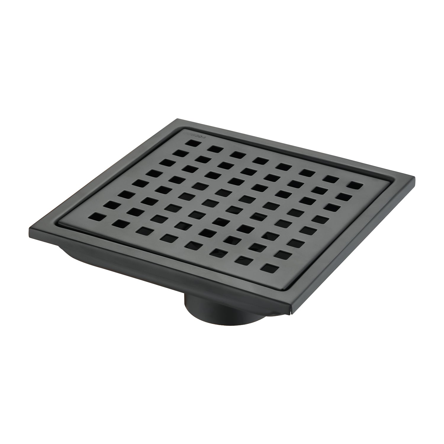 6 Inch Square Shower Floor Drain matte black-stainless steel