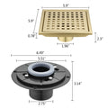 6 Inch Square Shower Floor Drain gold-stainless steel