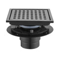 6 Inch Square Shower Floor Drain matte black-stainless steel