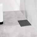 6 Inch Square Shower Floor Drain matte black-stainless steel